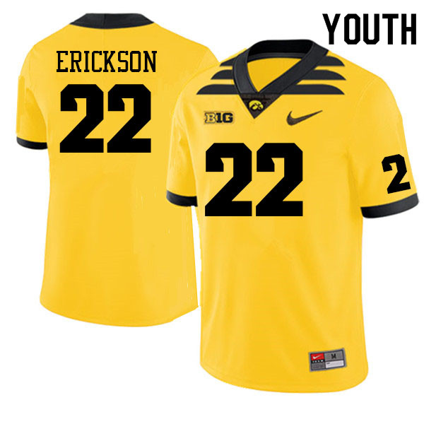 Youth #22 Carter Erickson Iowa Hawkeyes College Football Alternate Jerseys Sale-Gold - Click Image to Close